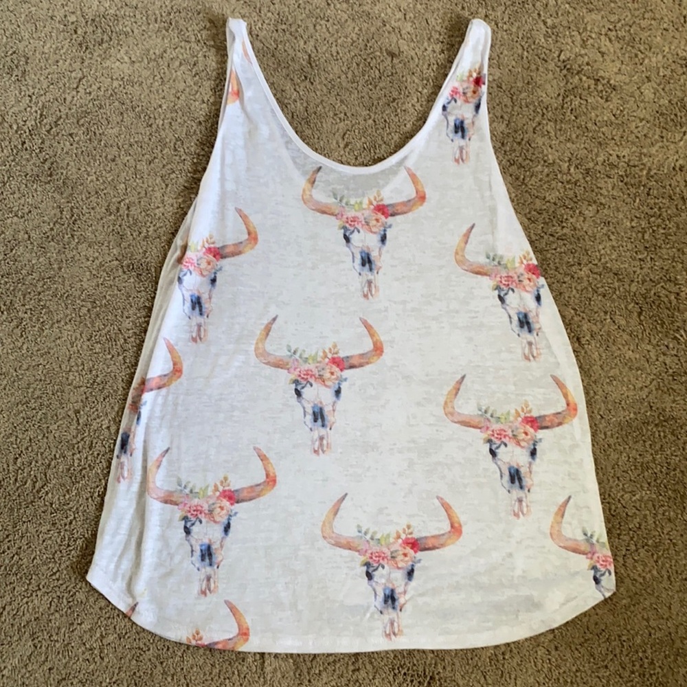 Cow Head Tank Burnout Tank Top